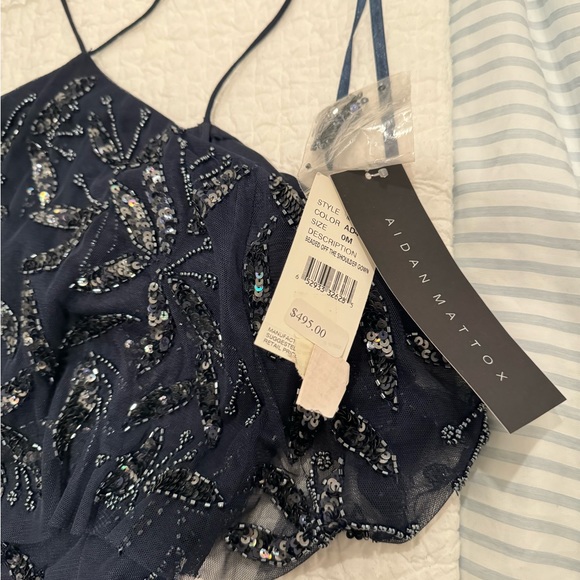 Aidan Mattox Beaded Navy Gown - Picture 5 of 8